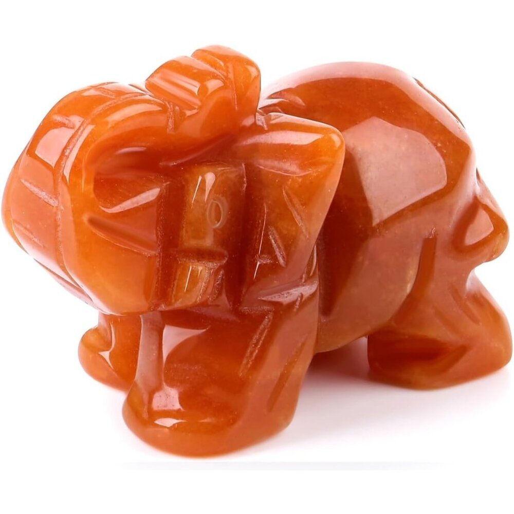 Red Aventurine Crystals Elephant Décor Stones Polished Figurine Natural Gemstone